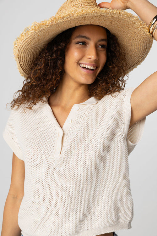 Ärmelloses Polohemd Baumwolle in Weiß - MAJESTIC FILATURES