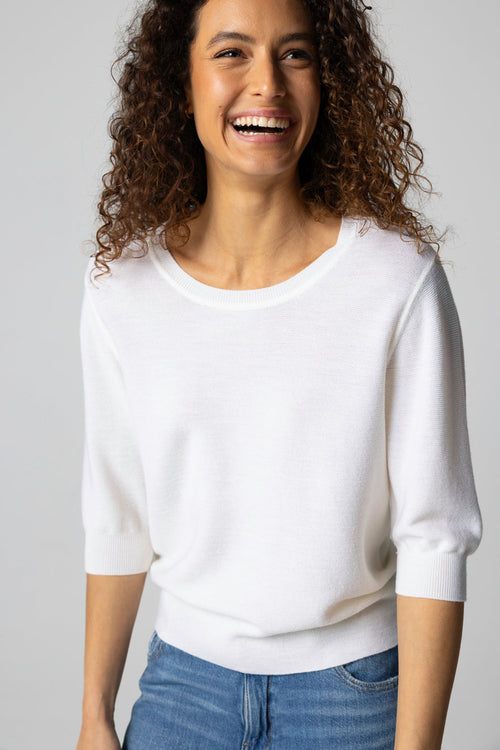 Pull Milk Col Rond Manches Coudes en Laine merinos extrafine - MAJESTIC FILATURES