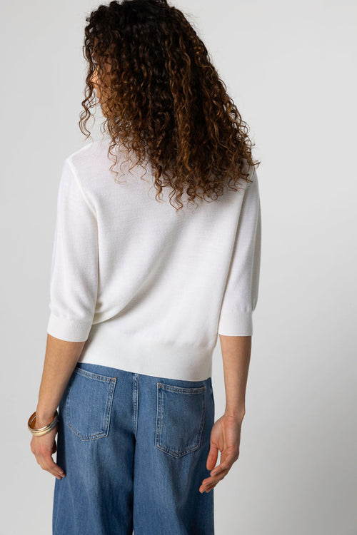 Pull Milk Col Rond Manches Coudes en Laine merinos extrafine - MAJESTIC FILATURES