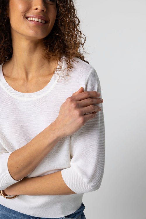 Pull Milk Col Rond Manches Coudes en Laine merinos extrafine - MAJESTIC FILATURES