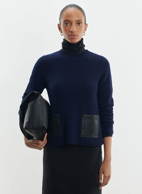 Pullover aus leder und merinowolle - MAJESTIC FILATURES