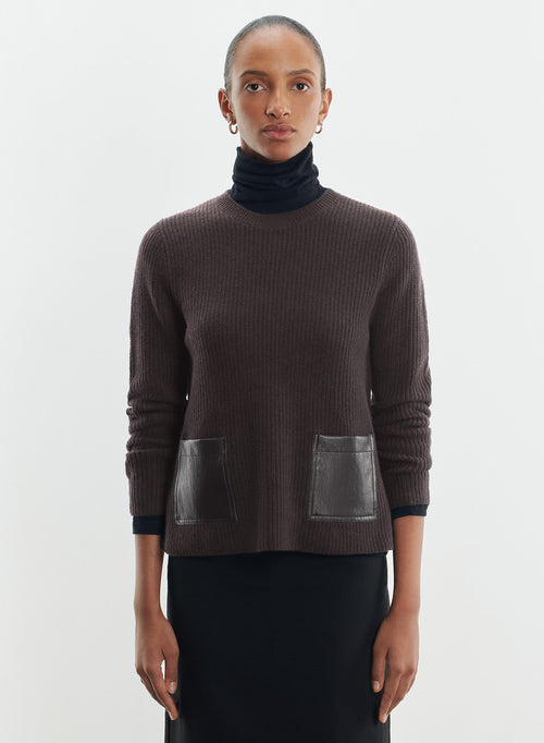 Pullover aus leder und merinowolle - MAJESTIC FILATURES