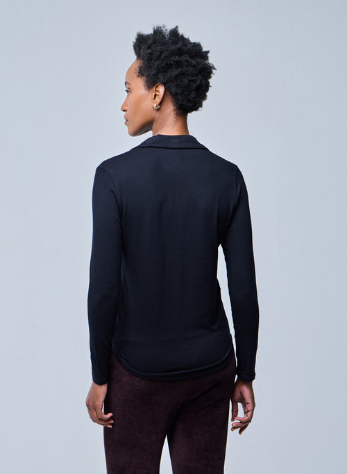 Black Anna Viscose Shirt - MAJESTIC FILATURES