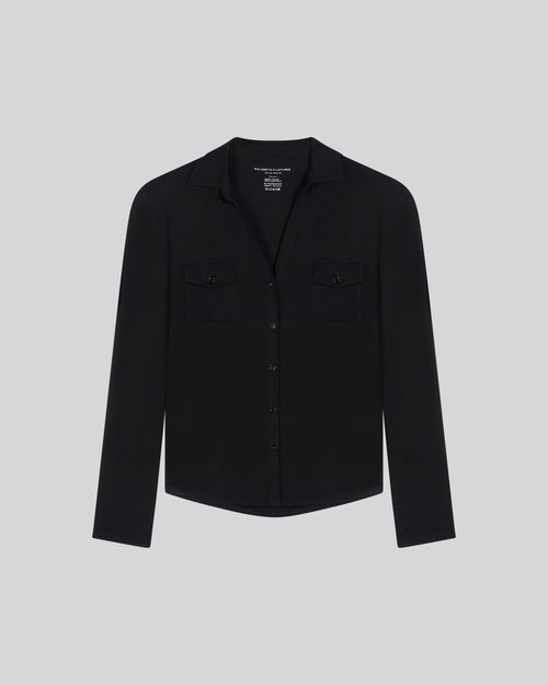 Black Anna Viscose Shirt - MAJESTIC FILATURES