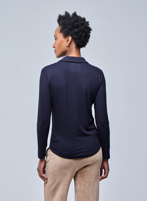 Chemise Marine Anna 2 poches en Viscose et Élasthanne - MAJESTIC FILATURES