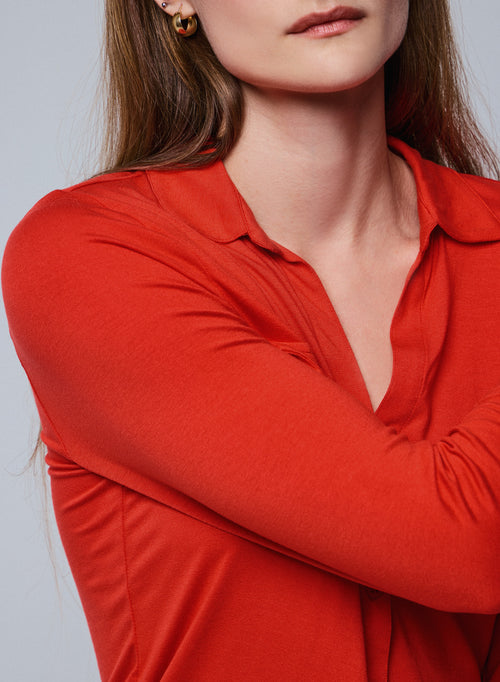 Camisa naranja Camisa manga larga viscosa / elastano - MAJESTIC FILATURES