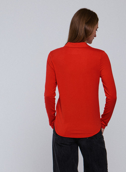 Camisa naranja Camisa manga larga viscosa / elastano - MAJESTIC FILATURES