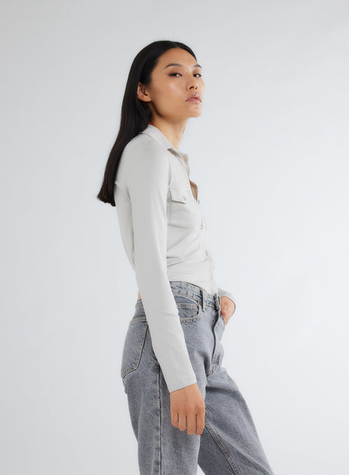 Grey Long Sleeve Shirt - MAJESTIC FILATURES