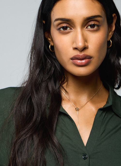 Chemise Vert Chemise Manches Longues en Viscose / Elasthanne - MAJESTIC FILATURES