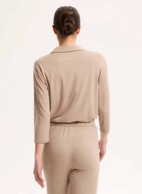 Beige 3/4 Sleeve Shirt - MAJESTIC FILATURES