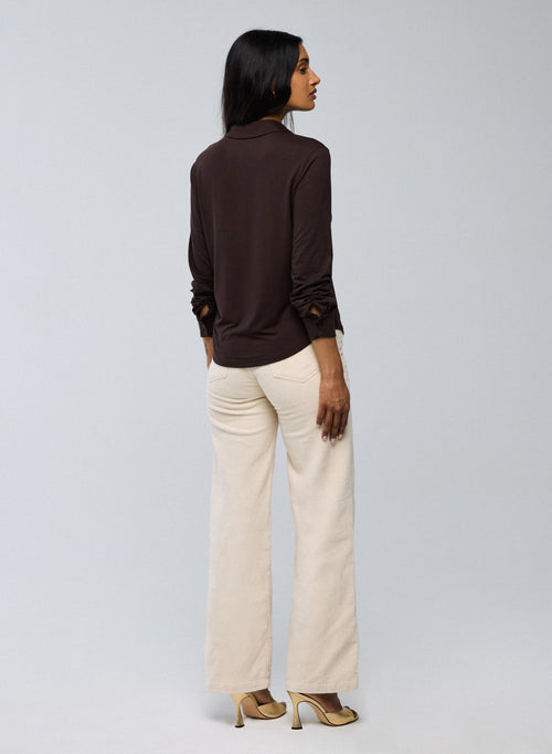 Brown Shirt Long Sleeve Viscose / Elastane Shirt - MAJESTIC FILATURES