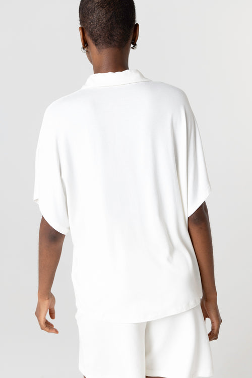 Chemise Blanche Manches Courtes en Viscose / Elasthanne - MAJESTIC FILATURES