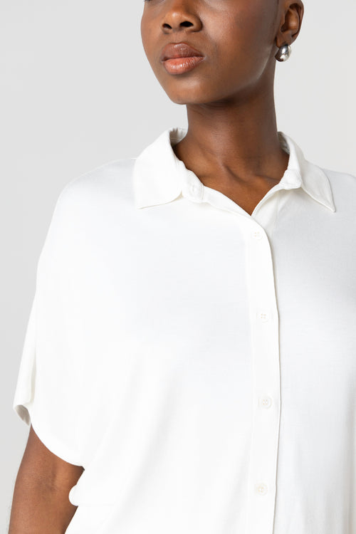 Chemise Blanche Manches Courtes en Viscose / Elasthanne - MAJESTIC FILATURES