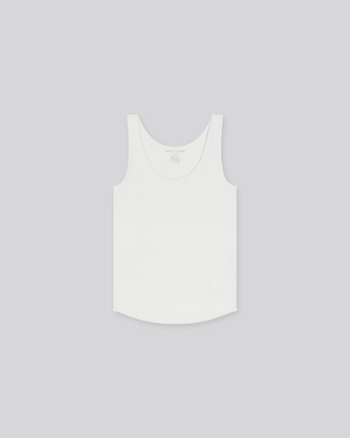 White Abby tank top with bourdon trim in Viscose and Elastane - MAJESTIC FILATURES