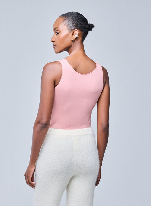 Pink sleeveless viscose/elastane tank top - MAJESTIC FILATURES