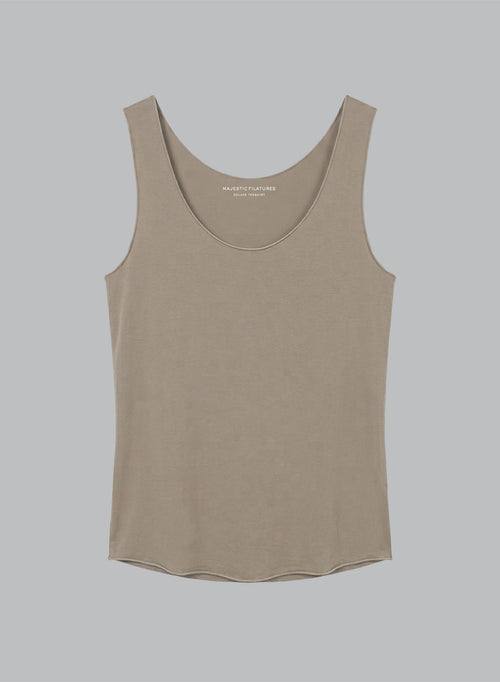 Ärmelloses Tanktop mit U-Ausschnitt aus Viskose/Elasthan in Braun - MAJESTIC FILATURES