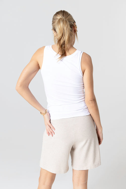 White U-neck tank top in Viscose and Elastane - MAJESTIC FILATURES