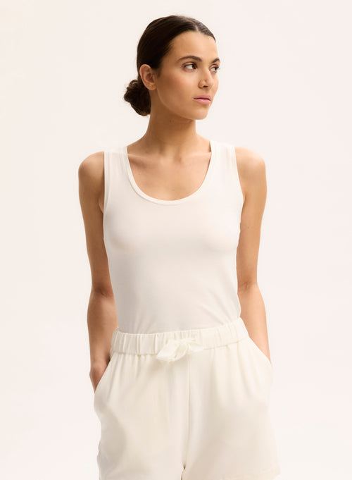 White U-Neck Tank Top - MAJESTIC FILATURES