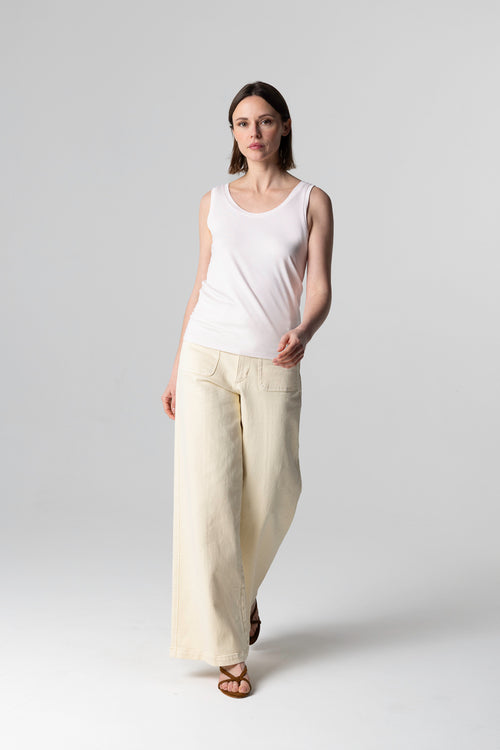 Ärmelloses Tanktop mit U-Ausschnitt aus Viskose/Elasthan in Rosa - MAJESTIC FILATURES