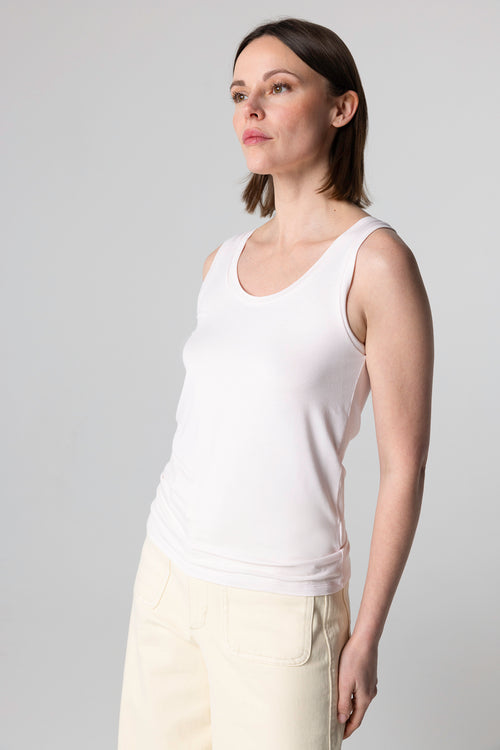 Ärmelloses Tanktop mit U-Ausschnitt aus Viskose/Elasthan in Rosa - MAJESTIC FILATURES