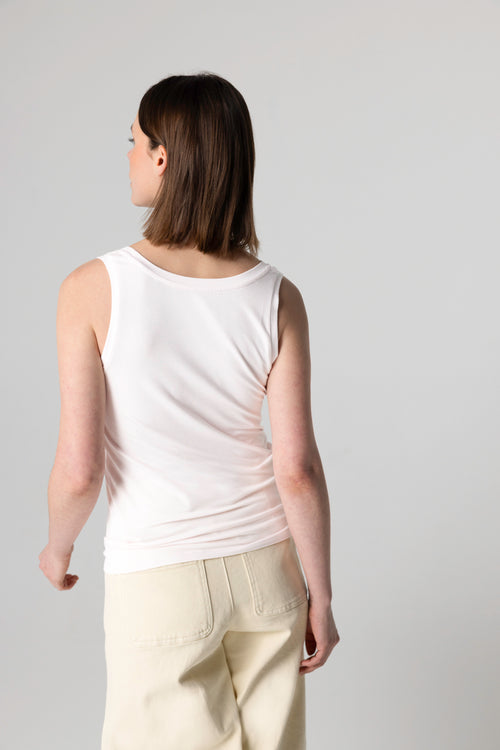 Ärmelloses Tanktop mit U-Ausschnitt aus Viskose/Elasthan in Rosa - MAJESTIC FILATURES