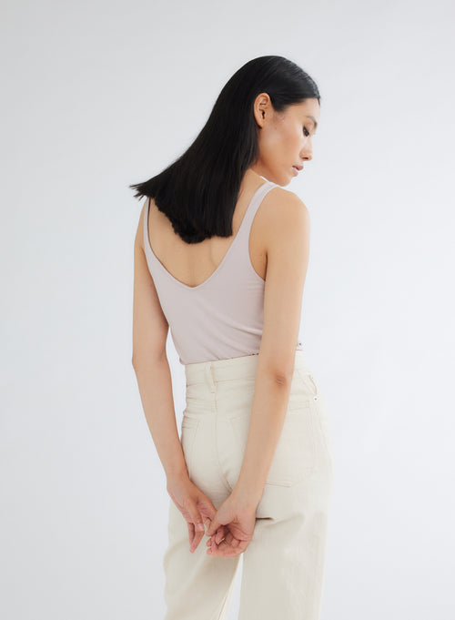 Abby U-neck Tank Top with bourdon stitch in forest and in Viscose / elastane.  Available on our e-shop. Secured payment. Customized customer service. - MAJESTIC FILATURES