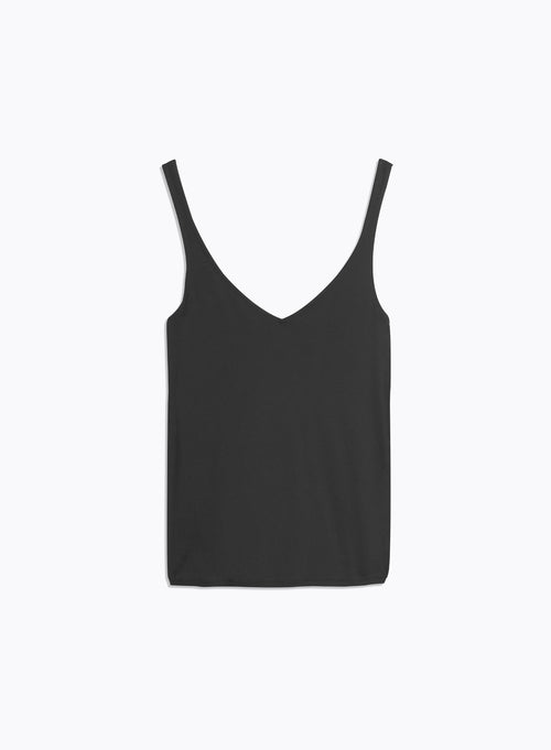 Camiseta de tirantes negra con cuello en V de viscosa y elastano - MAJESTIC FILATURES