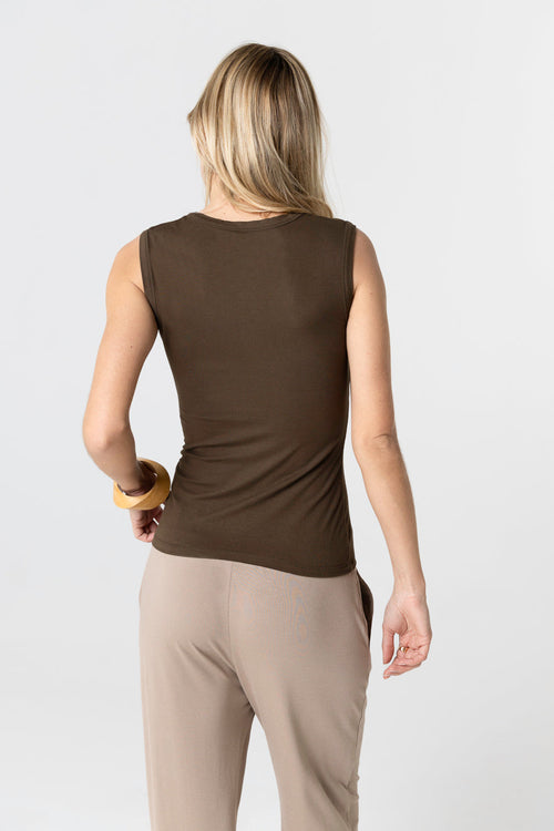 Camiseta sin mangas Tonka con cuello en V de viscosa/elastano - MAJESTIC FILATURES