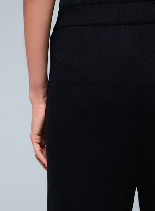 Pantalon Noir à Poches avec Taille Élastique en Viscose et Élasthanne - MAJESTIC FILATURES
