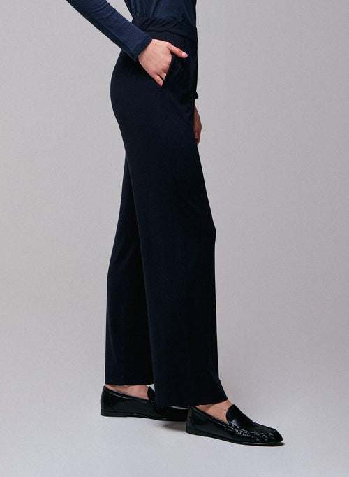 Pantalones de viscosa / elastano azul marino - MAJESTIC FILATURES