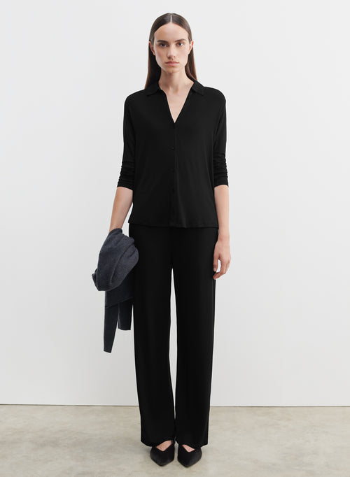 Black Viscose Pants - MAJESTIC FILATURES