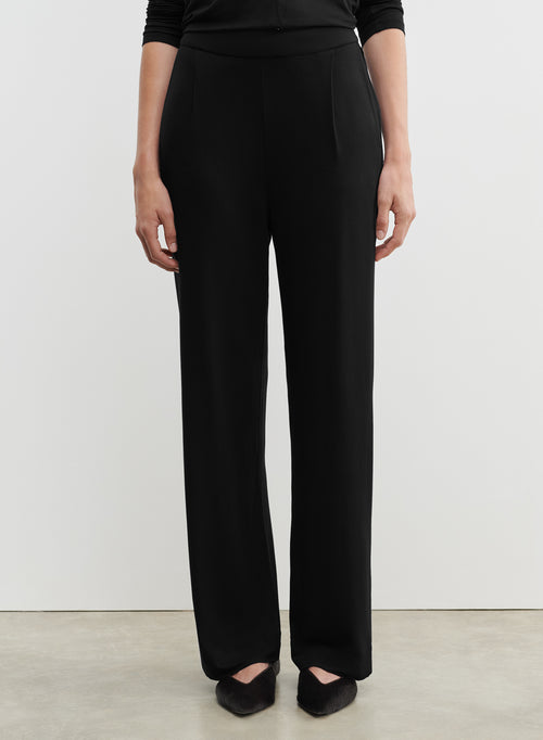 Schwarze Hose mit elastischem Bund aus Viskose und Elastan - MAJESTIC FILATURES