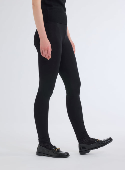 Pantalon Noir en Viscose et Élasthanne - MAJESTIC FILATURES