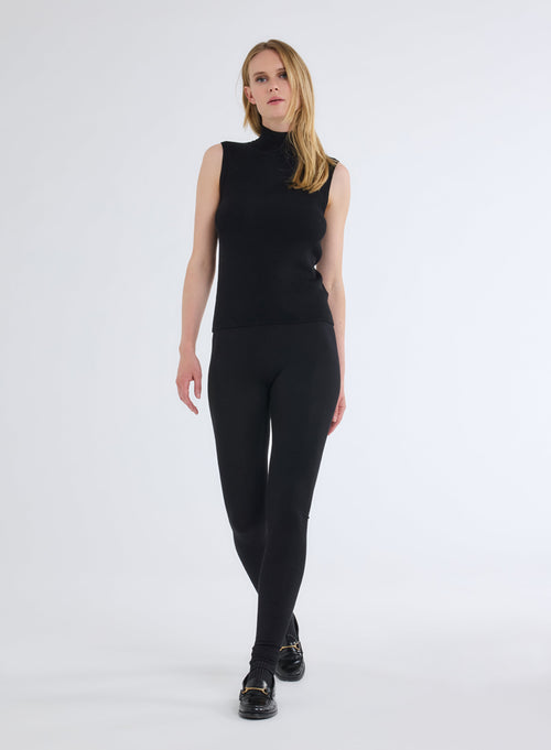 Pantalon Noir en Viscose et Élasthanne - MAJESTIC FILATURES