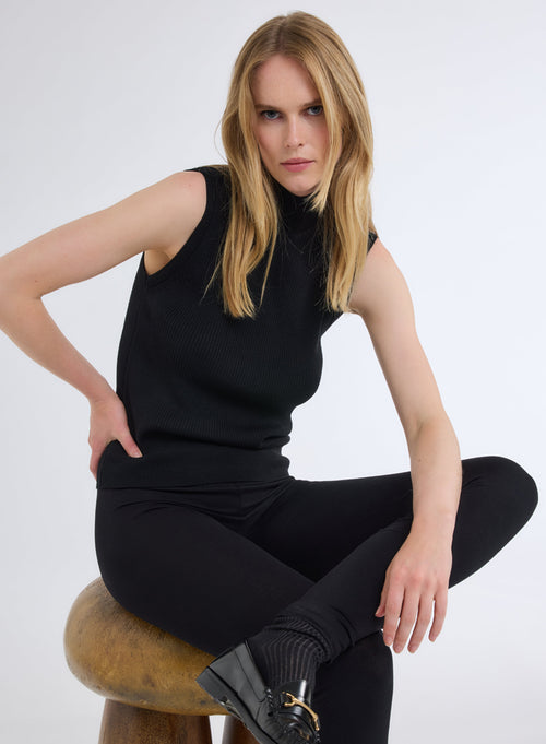 Pantalon Noir en Viscose et Élasthanne - MAJESTIC FILATURES