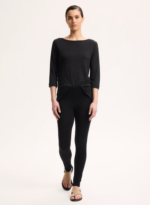 Black Legging in Viscose and Elastane - MAJESTIC FILATURES