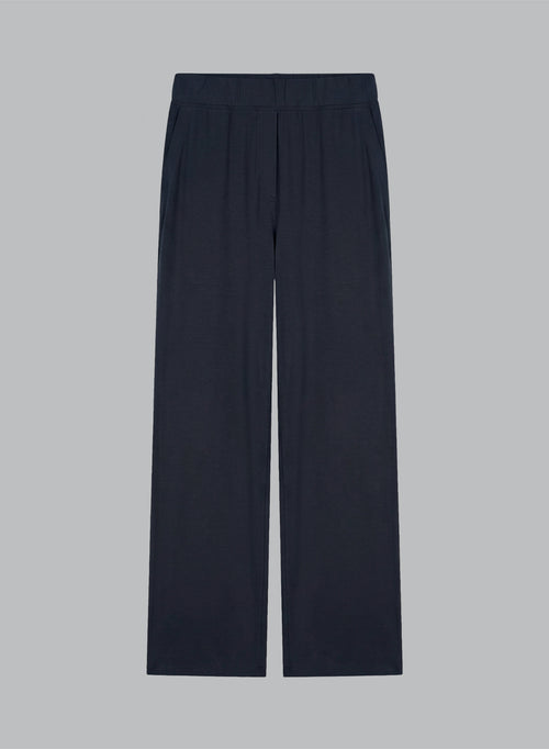 Pantalón azul marino de viscosa/elastano - MAJESTIC FILATURES