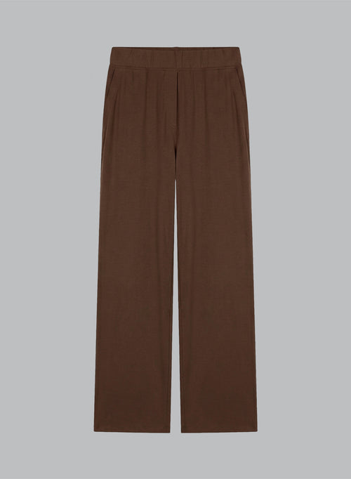 Dark brown viscose/elastane trousers - MAJESTIC FILATURES