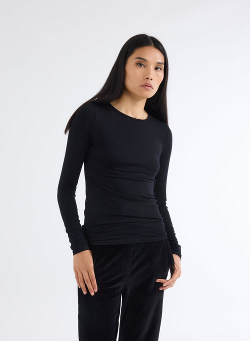 "Ally Vicose / Elastane Round Neck T-shirt" - MAJESTIC FILATURES