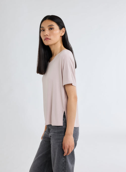 Camiseta rosa cuello redondo manga corta - MAJESTIC FILATURES