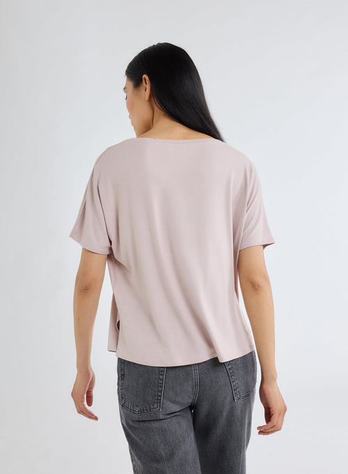 Camiseta rosa cuello redondo manga corta - MAJESTIC FILATURES