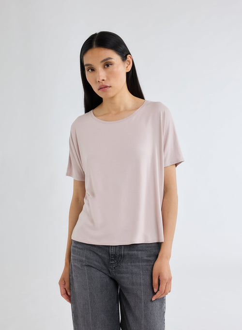 Camiseta rosa cuello redondo manga corta - MAJESTIC FILATURES