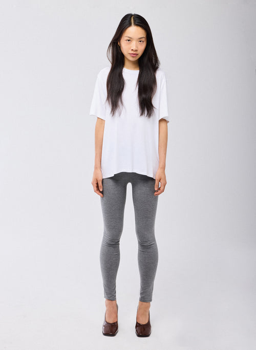 Weiß T Shirt Rundhals Kurze Ärmel Viskose Elasthan   - MAJESTIC FILATURES