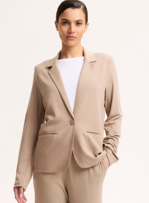 Veste Beige Col Veste Manches Longues - MAJESTIC FILATURES