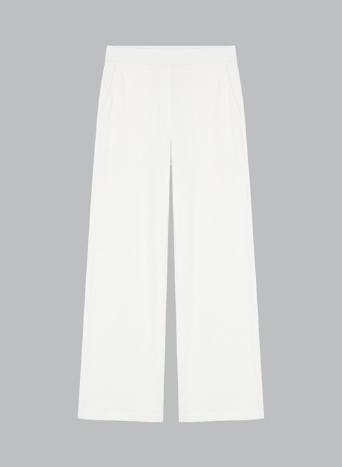 White Viscose/Elastane Pants - MAJESTIC FILATURES