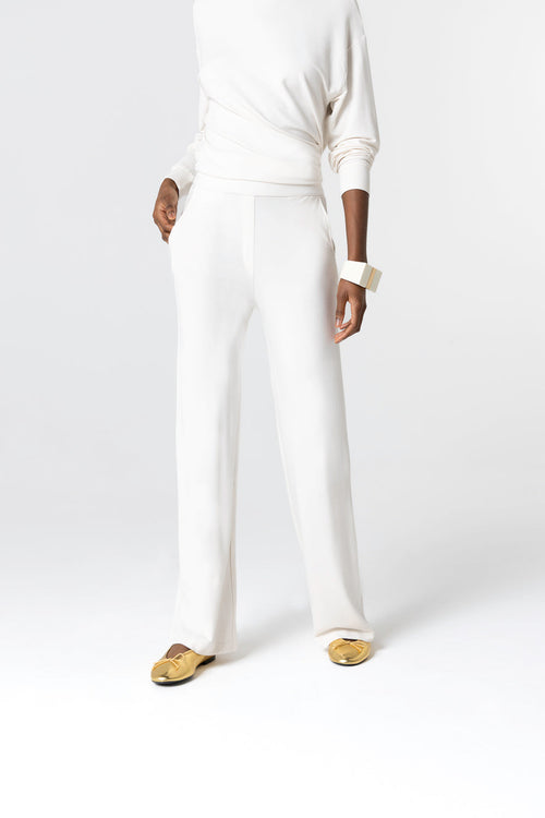 Pantalón blanco de viscosa/elastano - MAJESTIC FILATURES