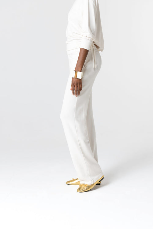 Pantalón blanco de viscosa/elastano - MAJESTIC FILATURES
