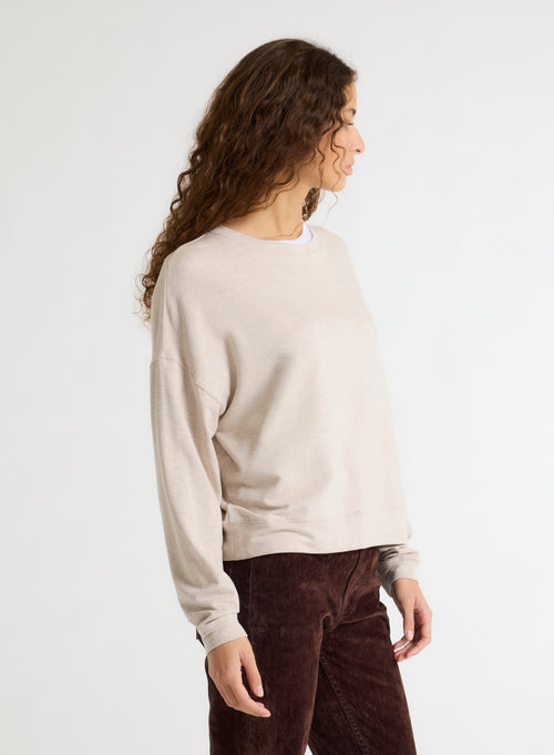 Sweatshirt Beige Rundhalsausschnitt Langarm - MAJESTIC FILATURES