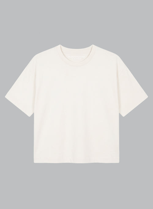 Sudadera blanca de cuello redondo y manga corta de viscosa/elastano - MAJESTIC FILATURES