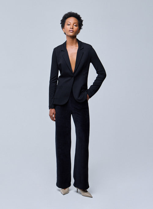 Veste Noire Diane 1 bouton en Viscose / Élasthanne - MAJESTIC FILATURES
